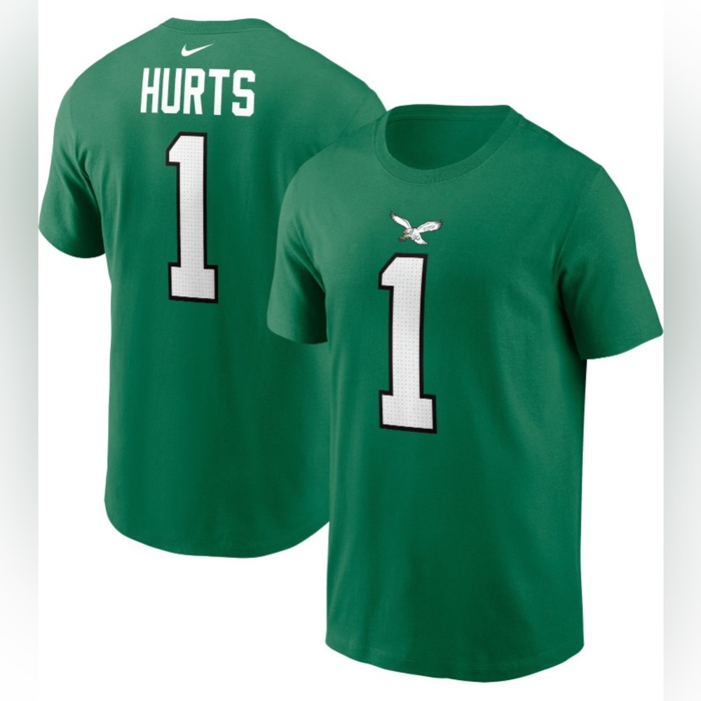 Nike Men’s Philadelphia Eagles Jalen Hurts #1 Throwback Kelly Green T-Shirt